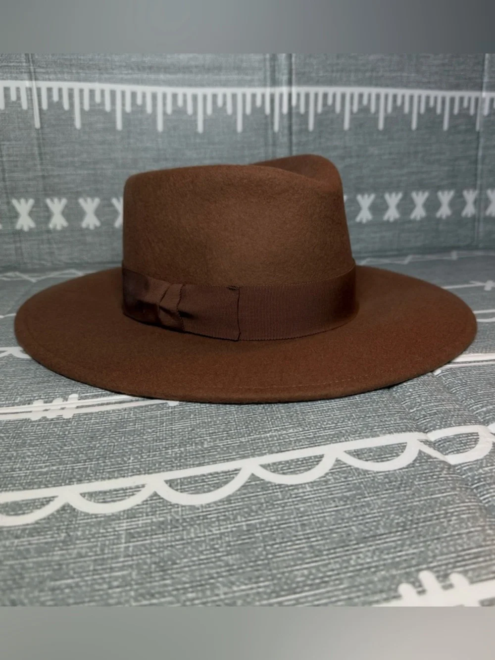 Eric Javits Wide-Brim Wool Fedora Hat in Russet - Picture 5 of 10